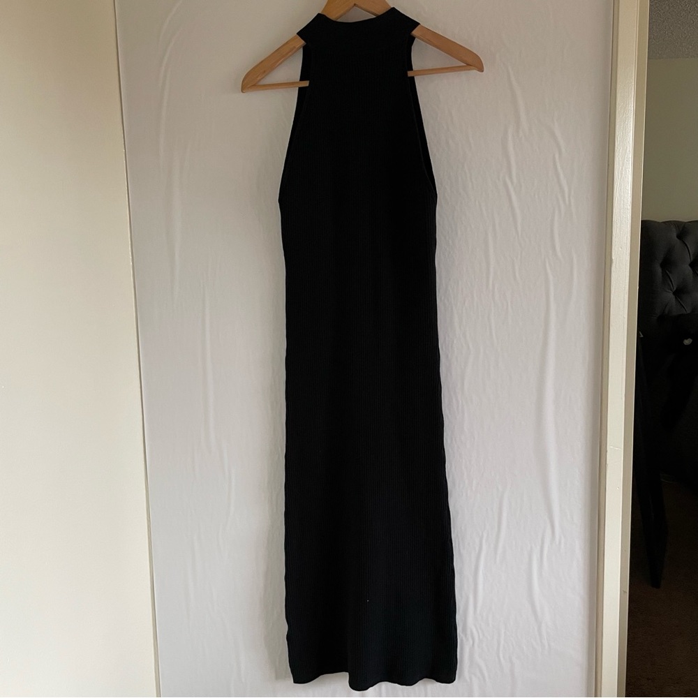 Love Stitch Black Janissa Mock Neck Midi Dress Women’s Size L